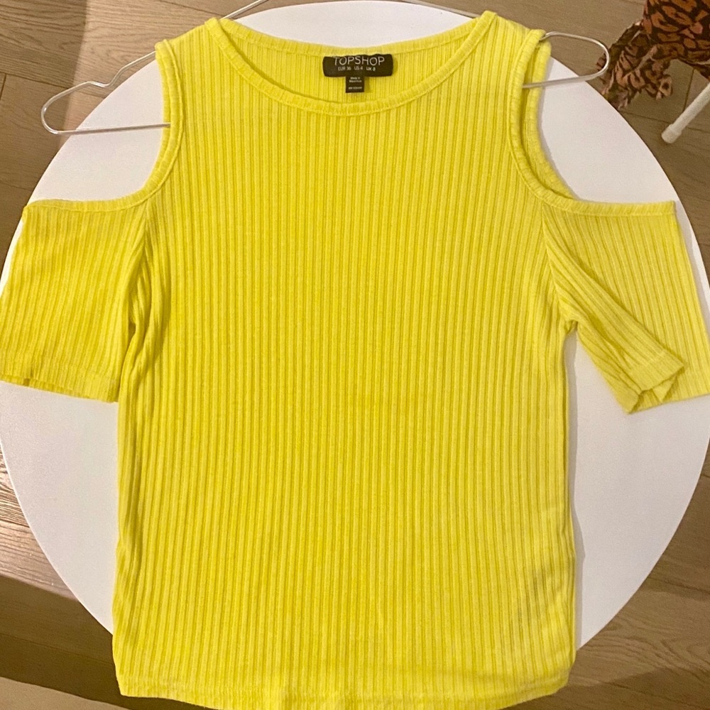 Topshop Yellow Elbow Cutout Top US 4